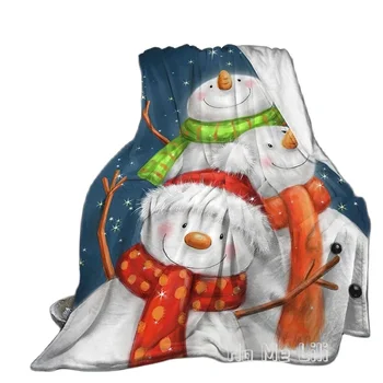  Счастливого Рождества Милый Снеговик И Пингвин By Ho Me Lili Фланелевое одеяло для супер мягкого уютного комфорта Теплые дети Взрослые Использование