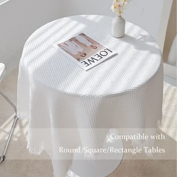  французский стиль круглая / квадратная / прямоугольная скатерть для обеденного стола Крышка стола Настольный чехол Чистый цвет Украшение стола для свадьбы