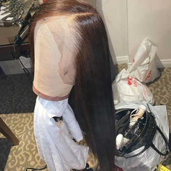 Шоколадный темно-коричневый 6 26 дюймов длиной 180% плотности бесклеевой кружевной передний парик для чернокожих женщин с детскими волосами Температура тепла